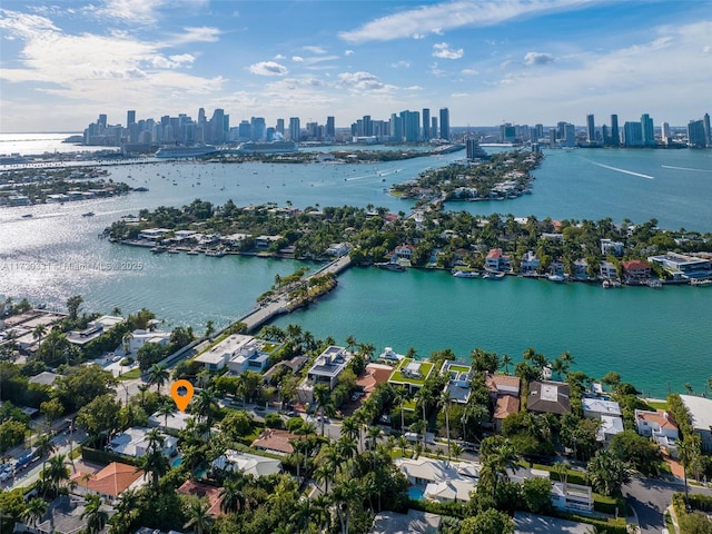 bird's eye view featuring a water view