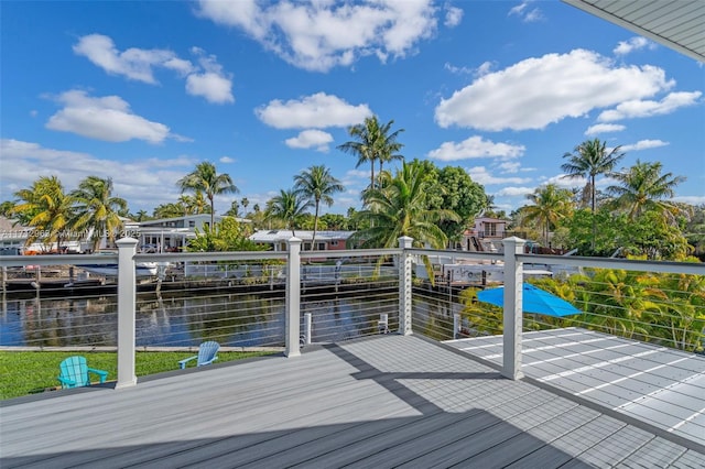 dock area with a water view