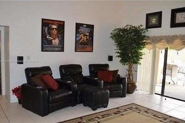 view of tiled home theater