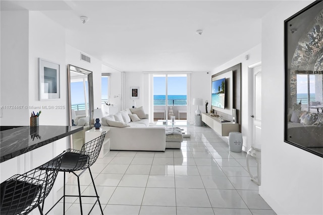 view of tiled living room