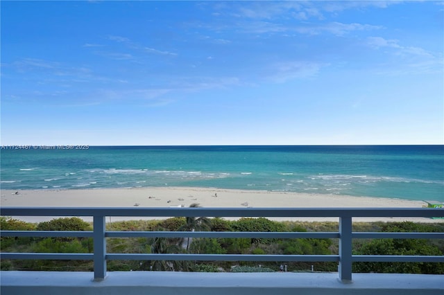 property view of water with a beach view