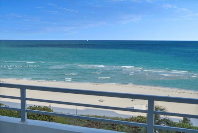 view of water feature featuring a beach view