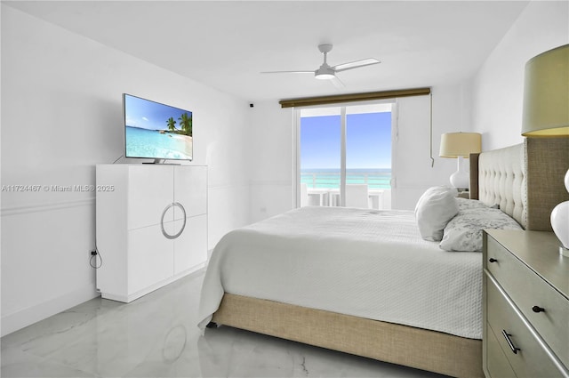 bedroom featuring ceiling fan