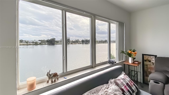 bedroom with a water view