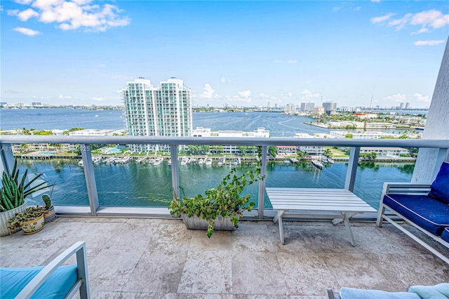 balcony with a water view