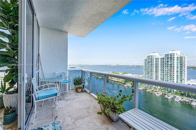 balcony with a water view