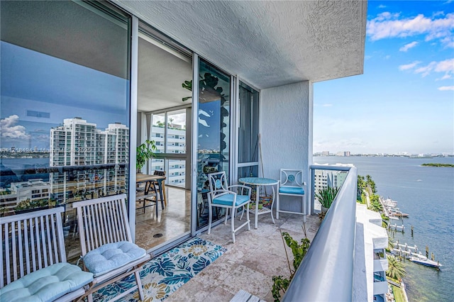 balcony with a water view