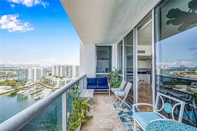 balcony with a water view