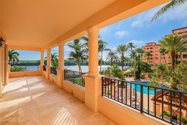 balcony with a water view