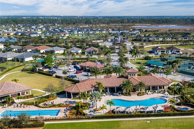 aerial view with a residential view