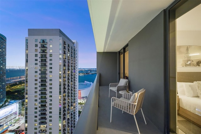 balcony with a water view