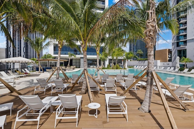 view of pool with a patio area