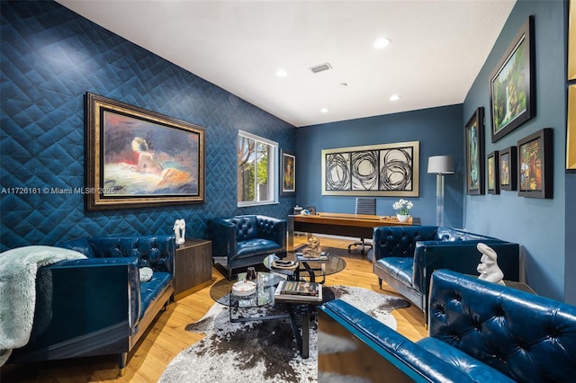 sitting room featuring light wood-type flooring