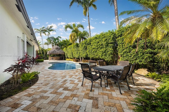 view of pool featuring a patio area and a gazebo