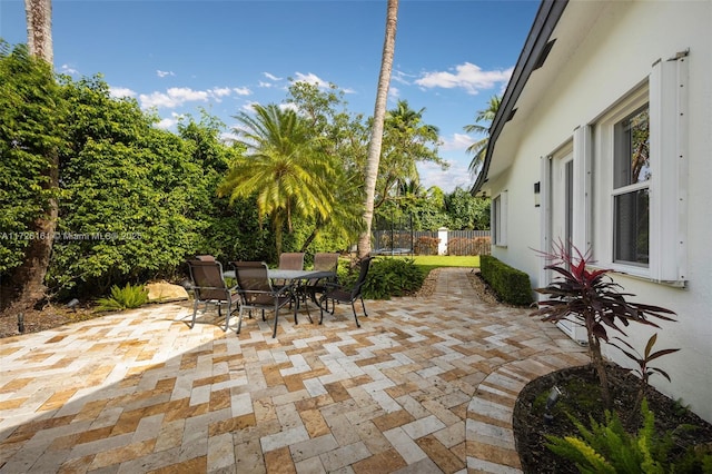 view of patio / terrace with a trampoline