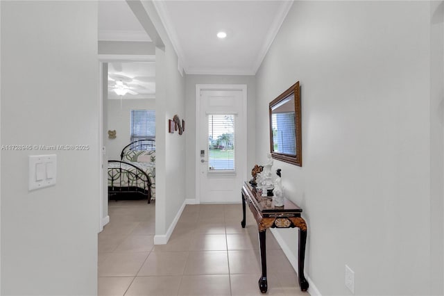 interior space with crown molding