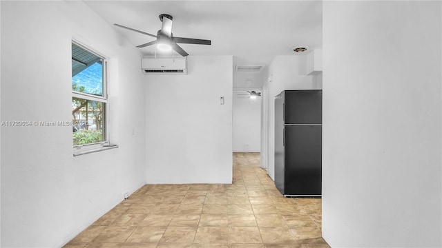 hallway featuring an AC wall unit