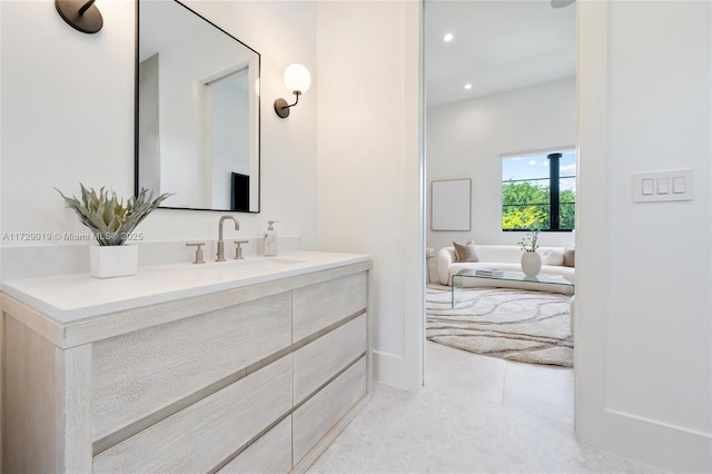 11001 SW 74th Ave, Pinecrest, FL 33156 - bathroom with vanity, recessed lighting, and tile patterned floors