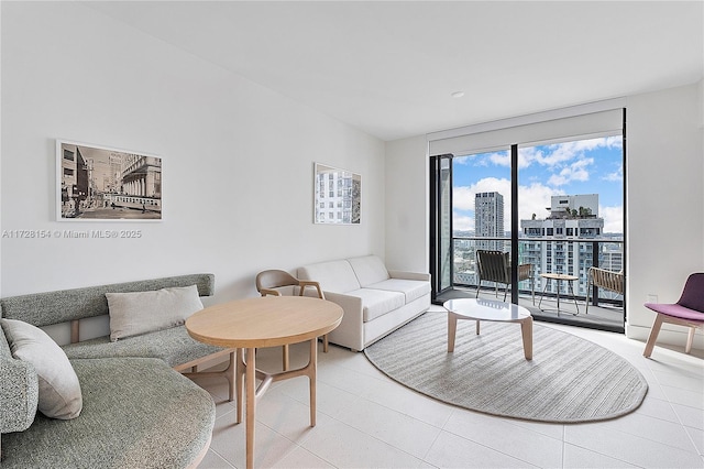 view of tiled living room