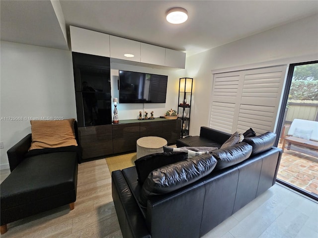 living room with light hardwood / wood-style floors