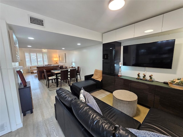 living room with light wood-type flooring