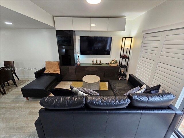 living room featuring light hardwood / wood-style floors