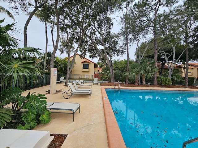 view of swimming pool featuring a patio area