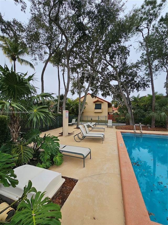 view of swimming pool with a patio area