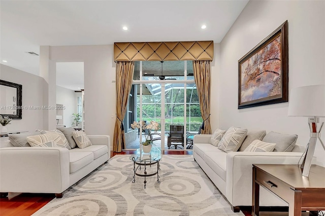 living room featuring light hardwood / wood-style flooring