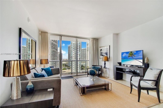 living room featuring expansive windows