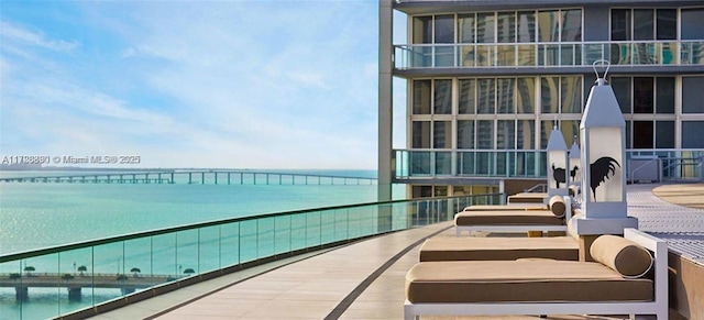 balcony with a water view