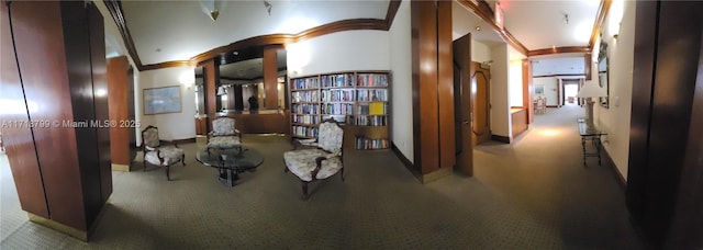 hallway with carpet flooring