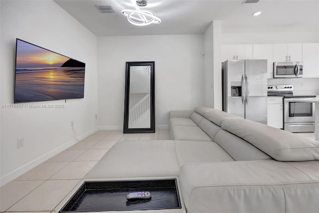 view of tiled living room