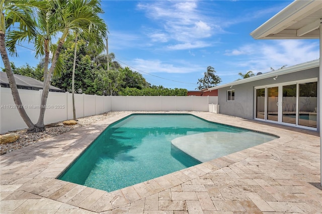 view of swimming pool featuring a patio