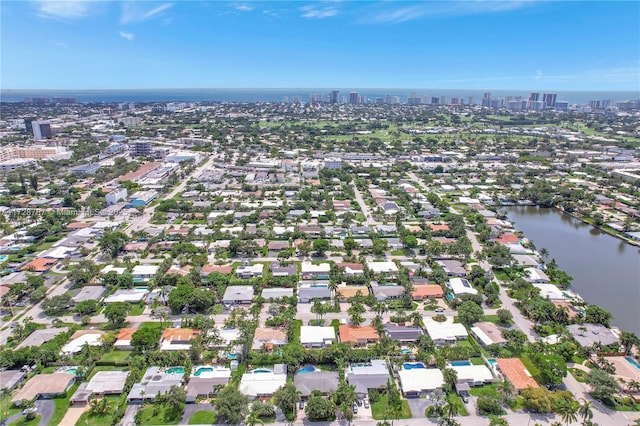 bird's eye view featuring a water view