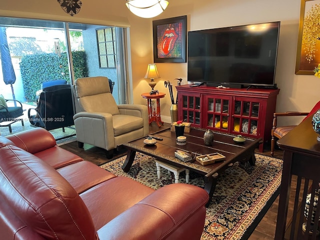 living room with hardwood / wood-style flooring