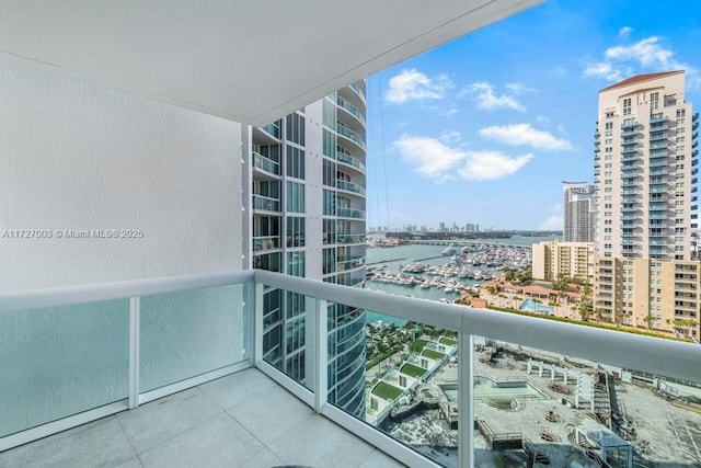 balcony with a water view