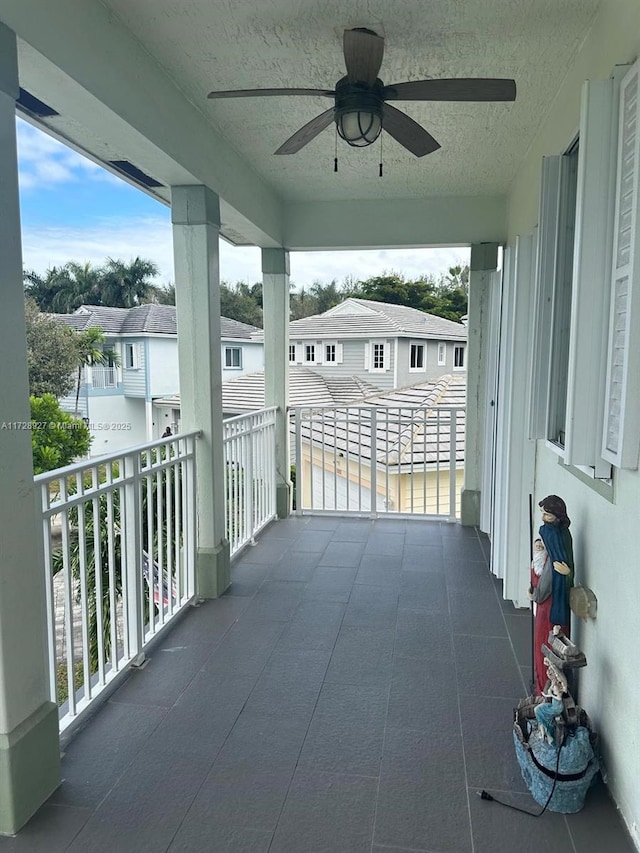 balcony with ceiling fan