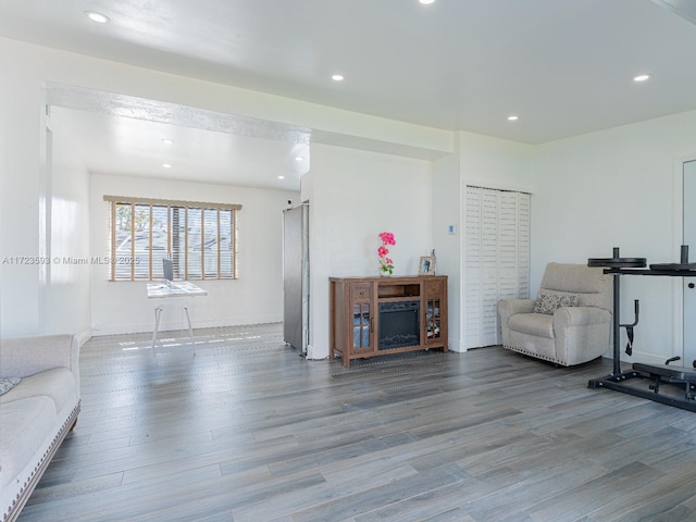 living room with hardwood / wood-style floors