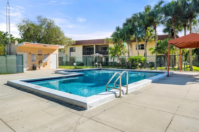 view of swimming pool with a patio