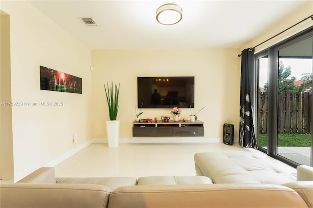 view of tiled living room