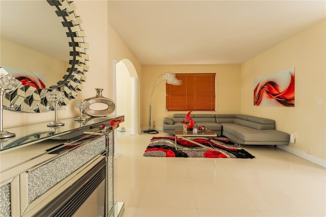 view of tiled living room