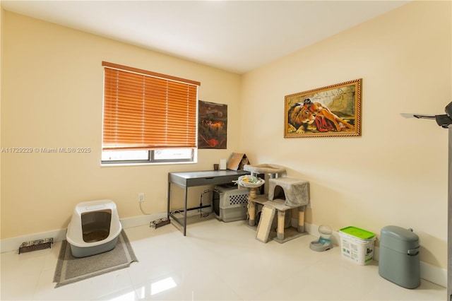 view of tiled home office