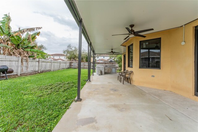 view of patio / terrace with ceiling fan