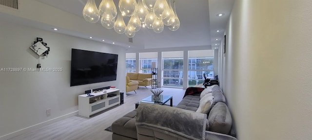 living room featuring light hardwood / wood-style flooring