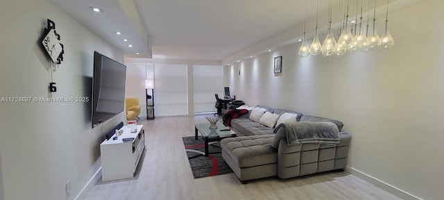 living room featuring light hardwood / wood-style flooring