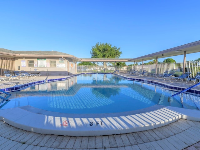 view of pool featuring a patio area