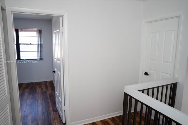 corridor with dark wood-type flooring