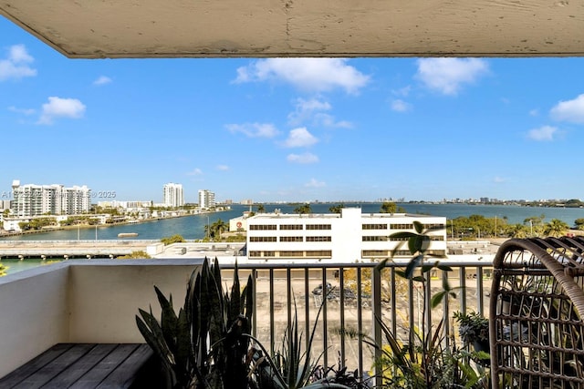 balcony with a water view