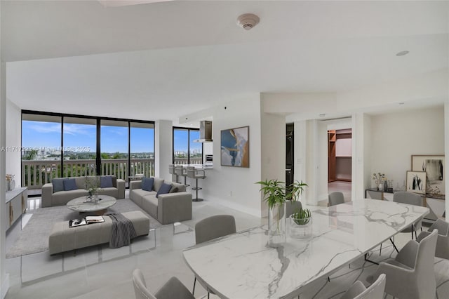 living room featuring expansive windows